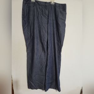 Apt. 9 Women's Blue Denim Slacks Wide Leg Chino‎ Pants - Size 16W 16 Lightweight